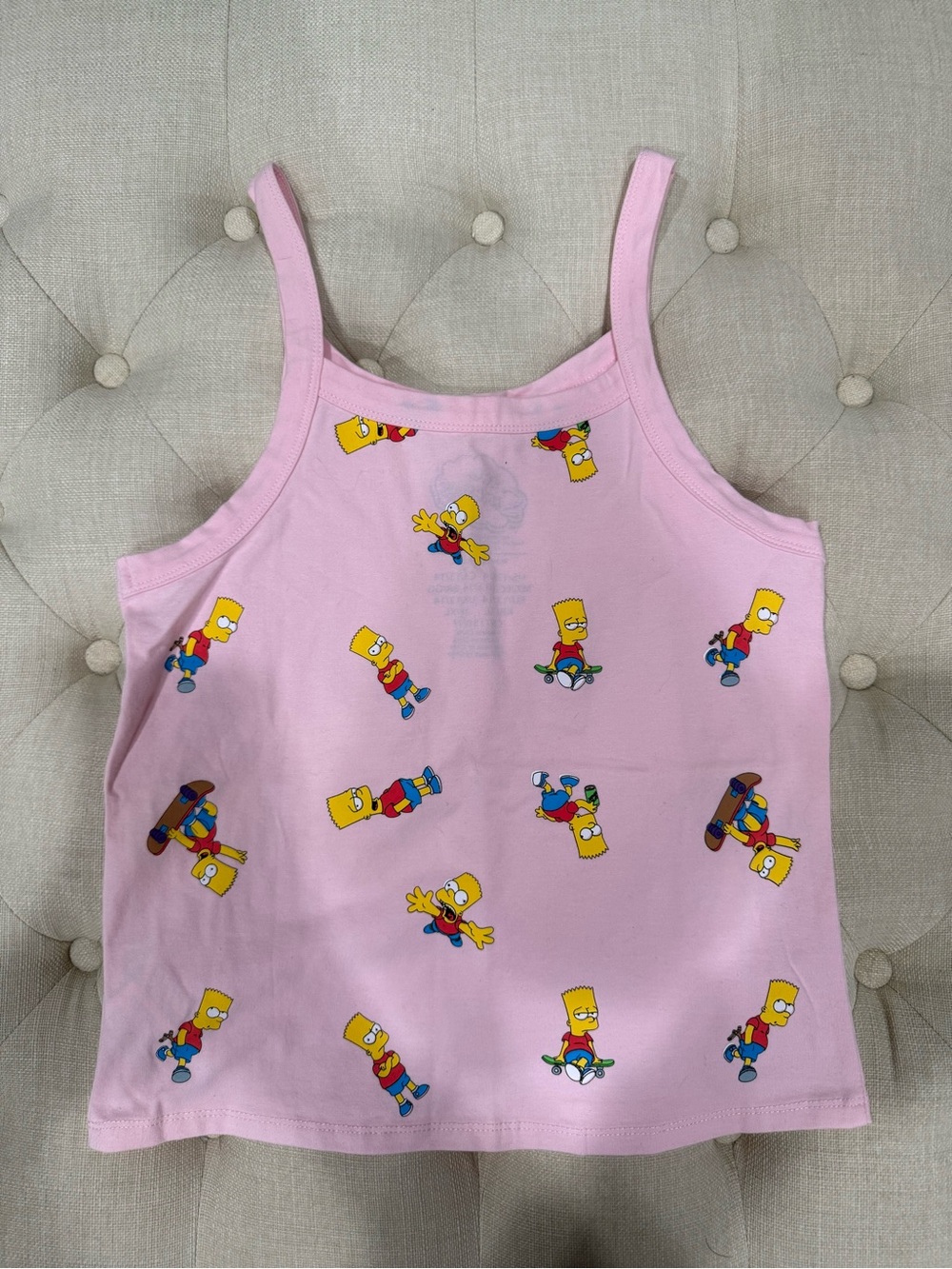 Kids Pink Bart Simpson Print Tank Top